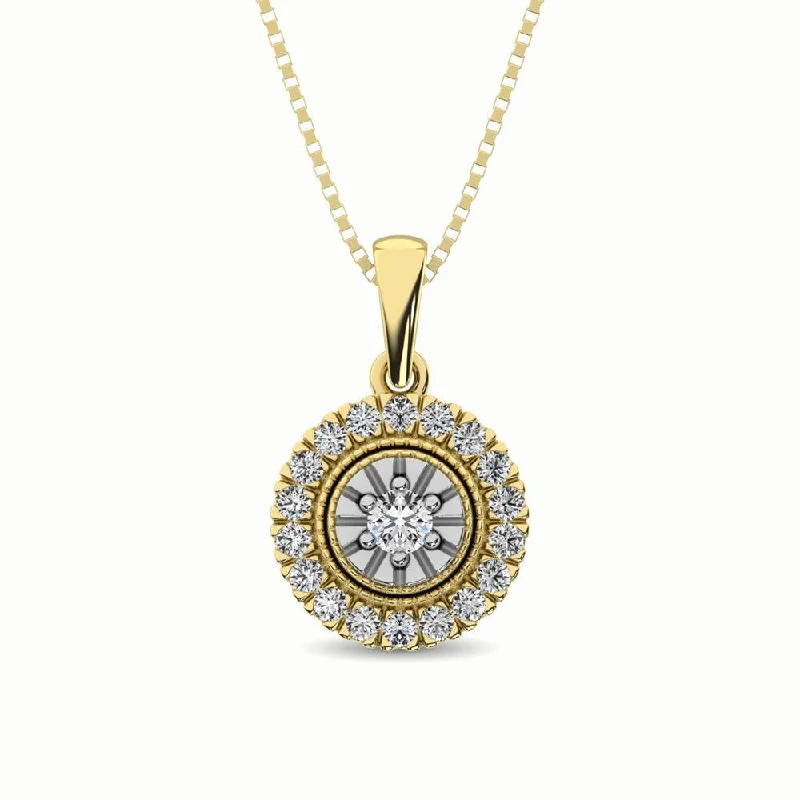 Women’s opal pendant necklace-10K Yellow Gold 1/6 Ct.Tw. Diamond Pendant