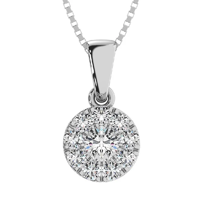 Women’s tennis necklace-Diamond 1/4 Ct.Tw. Round Frame Pendant