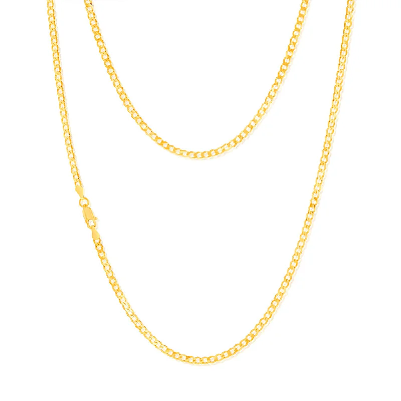 Women’s delicate gold necklace-9ct Yellow Solid Gold Curb Chain 80 gauge in 55cm