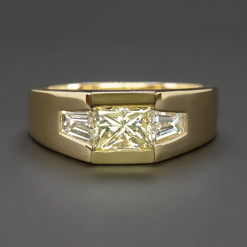 Women’s affordable diamond engagement ring-1.66ct DIAMOND COCKTAIL RING FANCY LIGHT YELLOW PRINCESS CUT 18k YELLOW GOLD