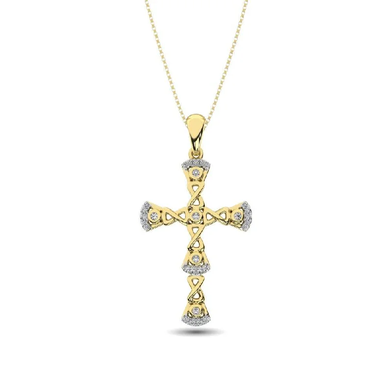 Women’s lock necklace-Gothic Style Diamond 1/6 Ct.Tw Cross Pendant in 10K Yellow Gold