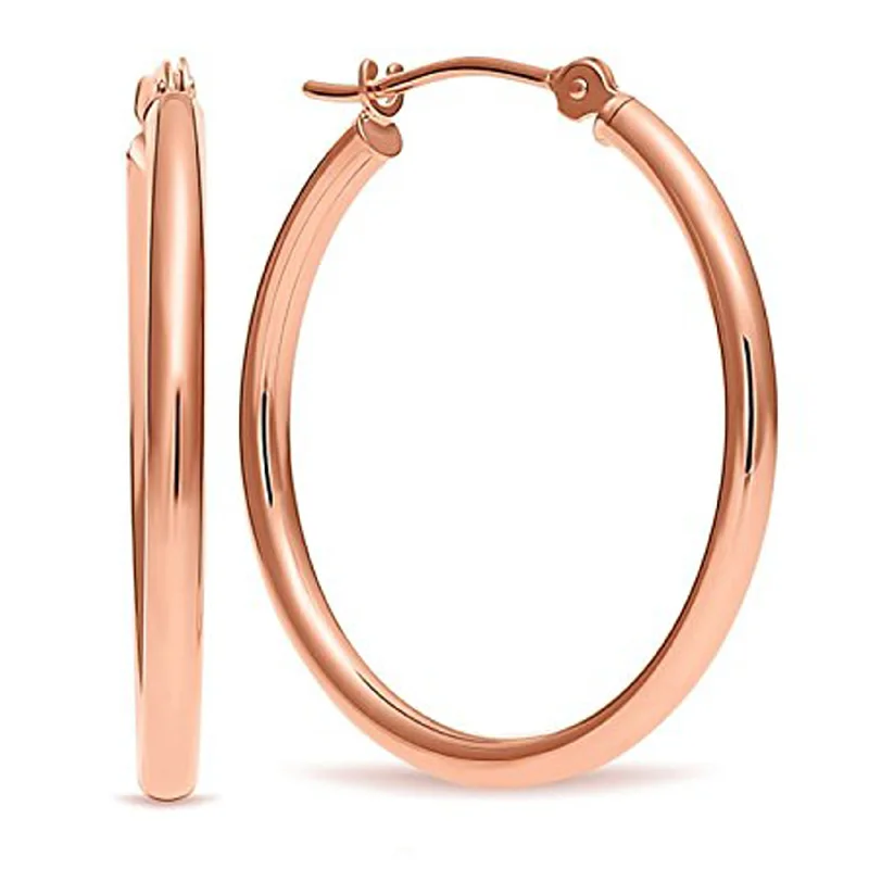 Women’s dazzling diamond earrings-14k Rose Gold 4mm Polished Round Tube Hoop Earrings