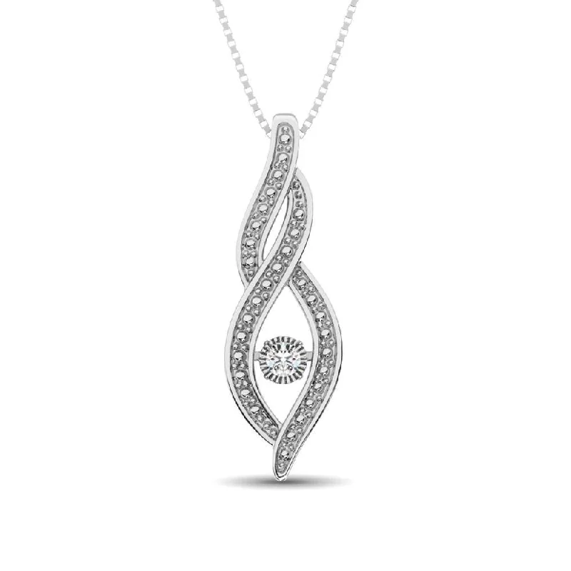 Women’s silver necklace-Sterling Silver Moving Diamond Accent Fashion Pendant