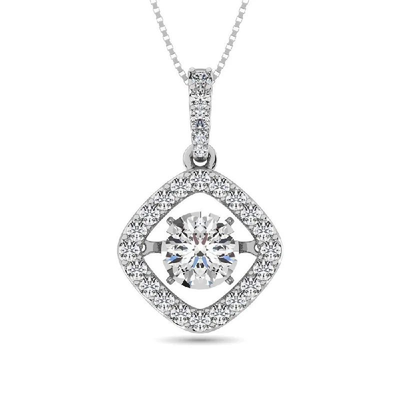 Women’s custom heart necklace-Diamond Shimmering Pendant 1 3/8 ct tw in 14K White Gold