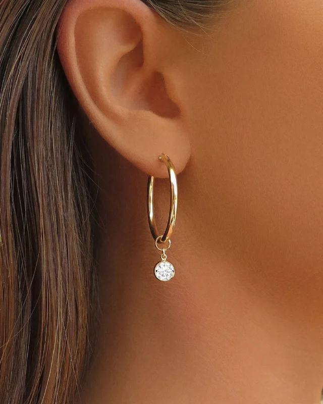 Women’s oval earrings-Large White CZ Thick Hoop Earrings