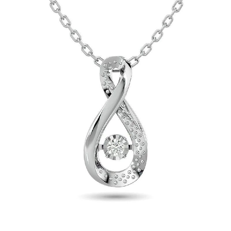 Women’s anniversary necklace-Diamond Shimmering Pendant 1/50 ct tw Round-cut in Sterling Silver