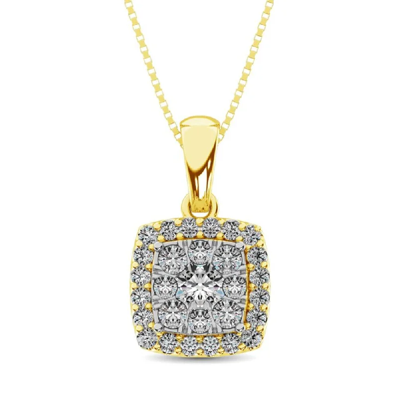 Women’s adjustable gold necklace-Diamond Fashion Pendant 5/8 ct tw Round Cut in 14K Yellow Gold