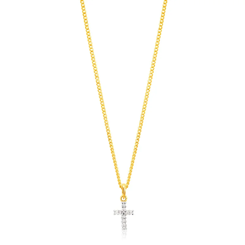 Women’s symbol necklace-9ct Yellow Gold Diamond Cross Pendant