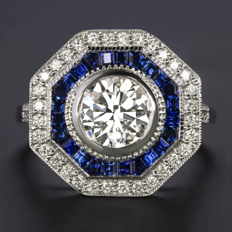 Women’s radiant-cut engagement ring-1.41ct GIA CERTIFIED OLD CUT DIAMOND SAPPHIRE COCKTAIL RING VINTAGE STYLE TARGET