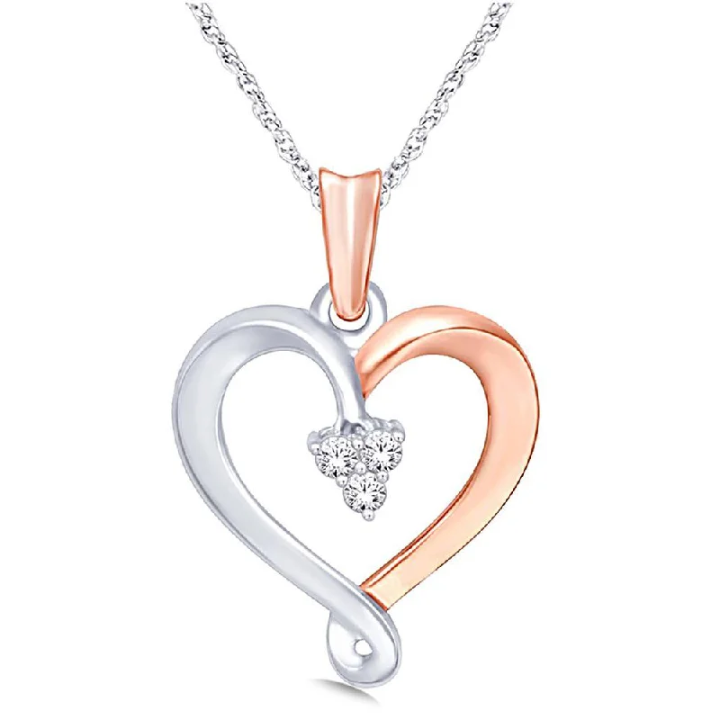 Women’s two-tone necklace-10K Two Tone Gold 1/20 Ct.Tw. Diamond Heart Pendant