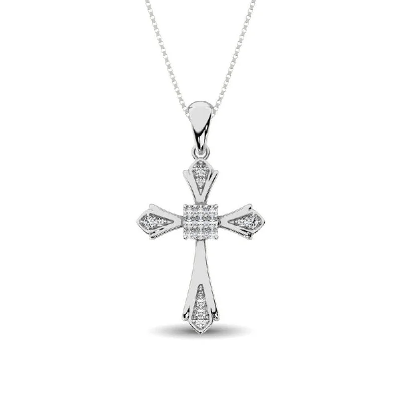 Women’s art deco necklace-14K White Gold 1/6 Ct.Tw. Diamond Cross Pendant