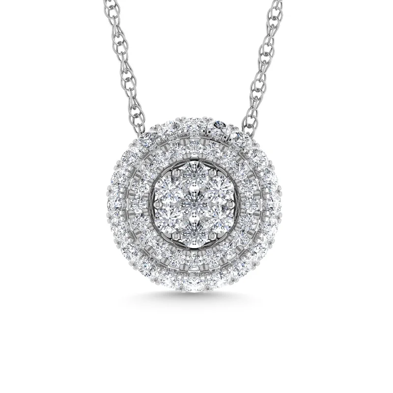 Women’s unique pendant necklace-Diamond 1/2 Ct.Tw. Cluster Fashion Pendant in 14K White Gold