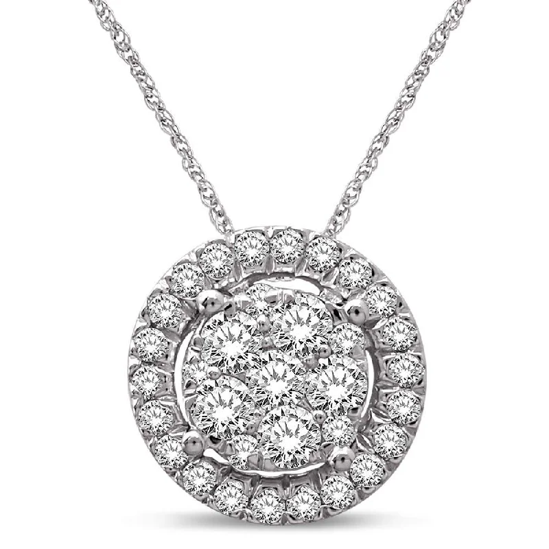 Women’s sparkling necklace-14K White Gold 3/4 Ct.Tw. Diamond Flower Pendant