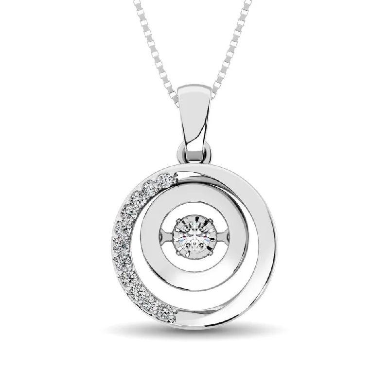 Women’s black diamond necklace-Sterling Silver 1/8 Ct.Tw.Moving Diamond Fashion Pendant