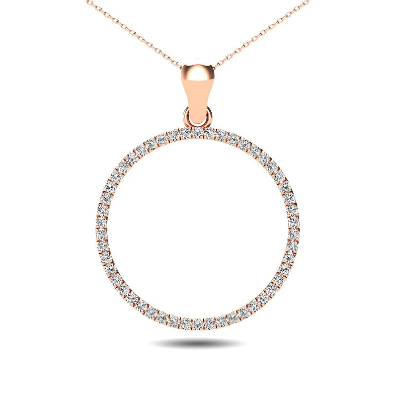 Women’s crystal necklace-10K Rose Gold 1/6 Ct.Tw. Diamond Circle Pendant