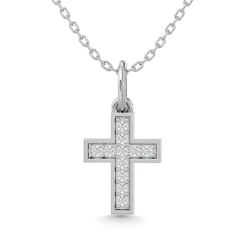 Women’s personalized pendant necklace-10KT WHITE GOLD 1/10CT TW DIAMOND PENDANT