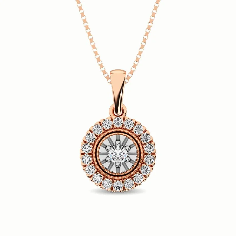 Women’s classic necklace-10K Rose Gold 1/6 Ct.Tw. Diamond Pendant