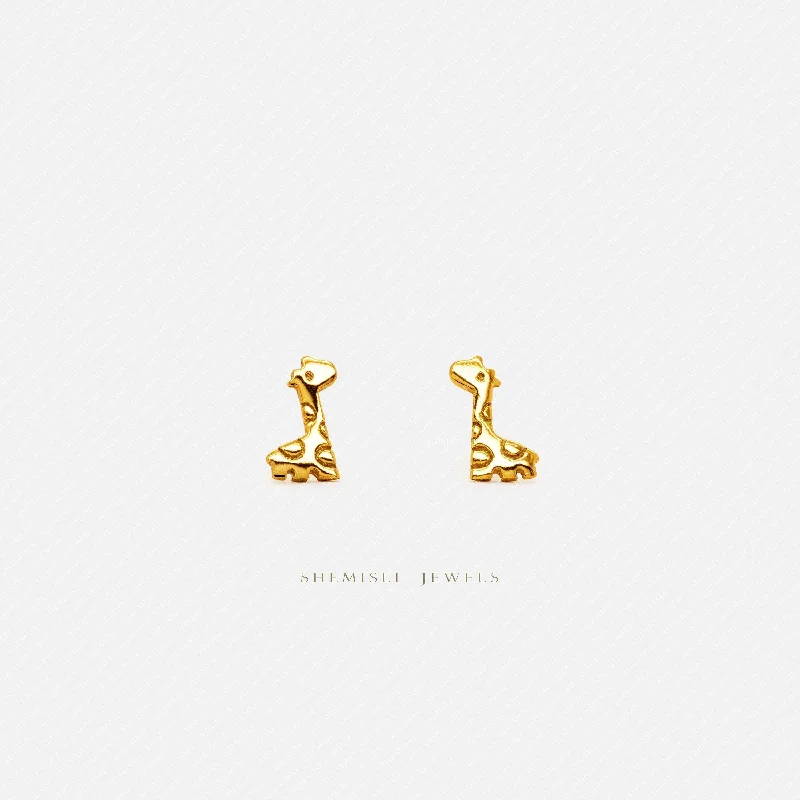 Women’s silver stud earrings-Tiny Giraffe Stud Earrings, Gold, Silver SHEMISLI - SS106 LR