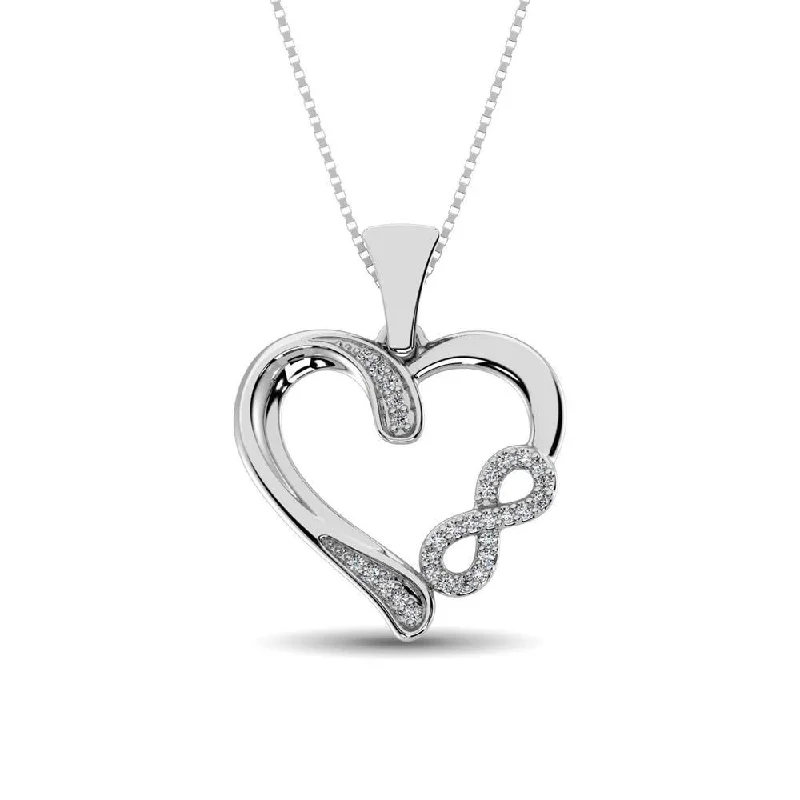 Women’s gold necklace-Sterling Silver 1/10 Ctw Diamond Heart Pendant