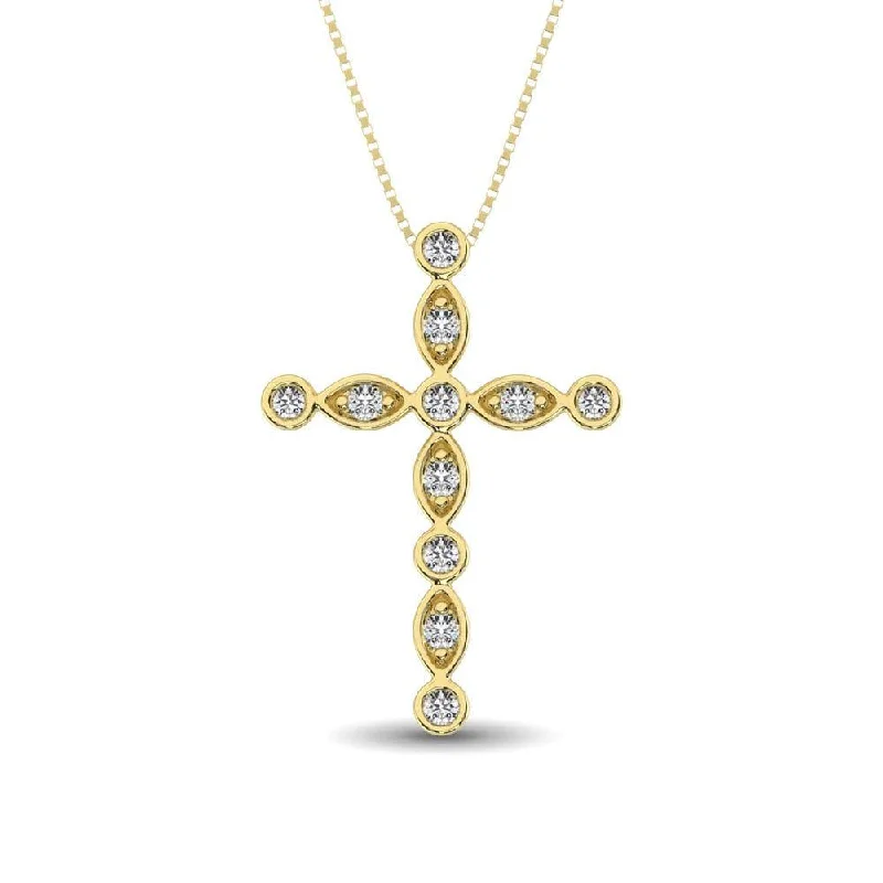 Women’s round pendant necklace-14K Yellow Gold 1/4 Ct.Tw. Diamond Cross Pendant