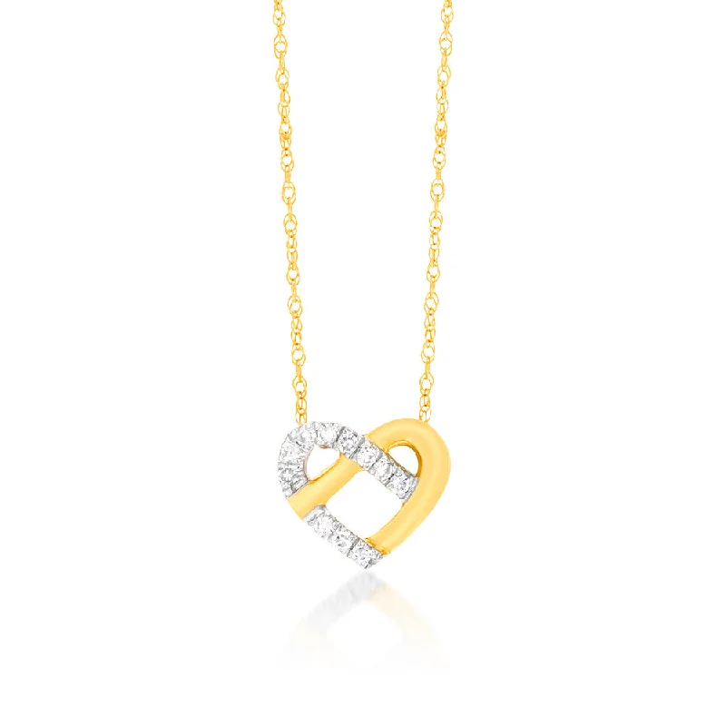 Women’s unique pendant necklace-Luminesce Lab Grown Diamond Heart Pendant in 9ct Yellow Gold with Chain