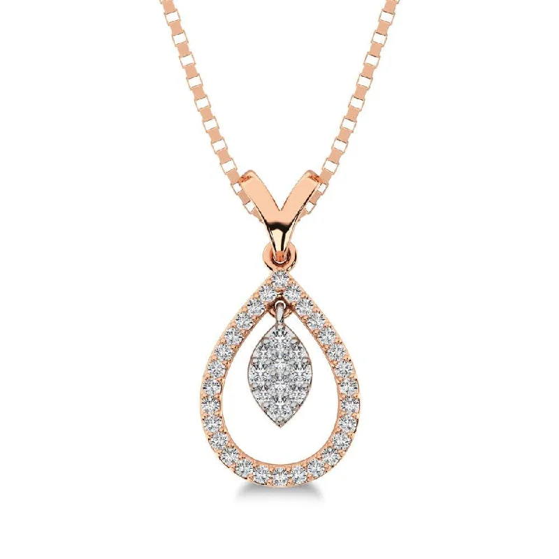 Women’s gemstone necklace-Diamond 1/5 Ct.Tw Oval Shape Pendant in 10K Rose Gold