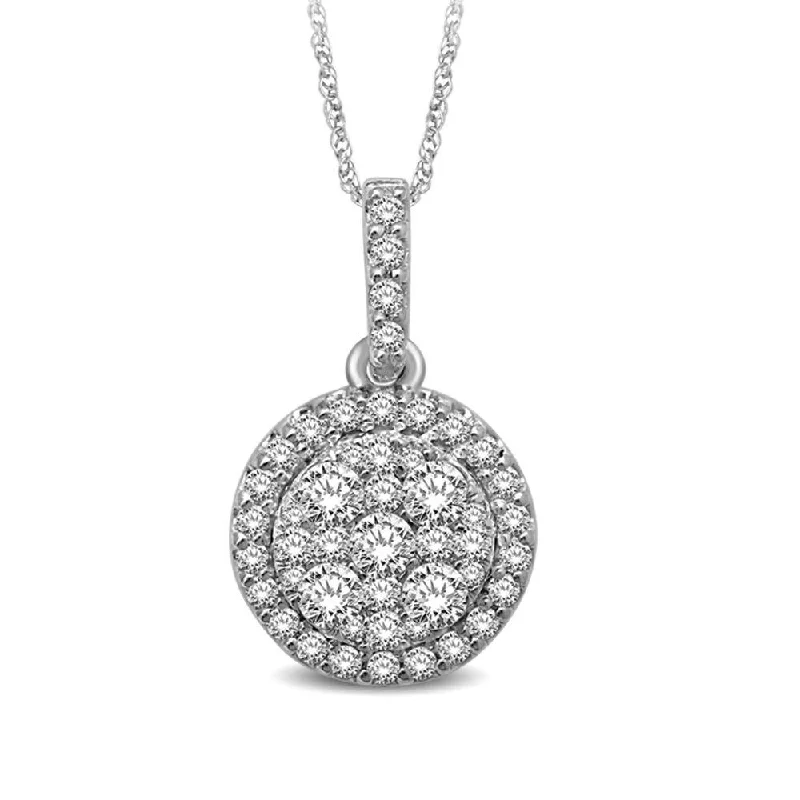 Women’s personalized necklace-14K White Gold 3/4 Ctw Diamond Fashion Pendant