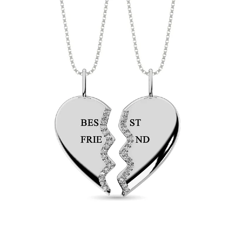 Women’s chunky gold necklace-Diamond Best Friend Pendant 1/10 ct tw in Sterling Silver