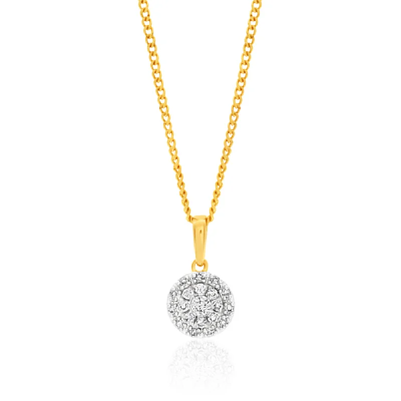 Women’s opal necklace-9ct Yellow Gold Diamond Pendant Set with 1/5 Carat of 20 Brilliant Diamonds