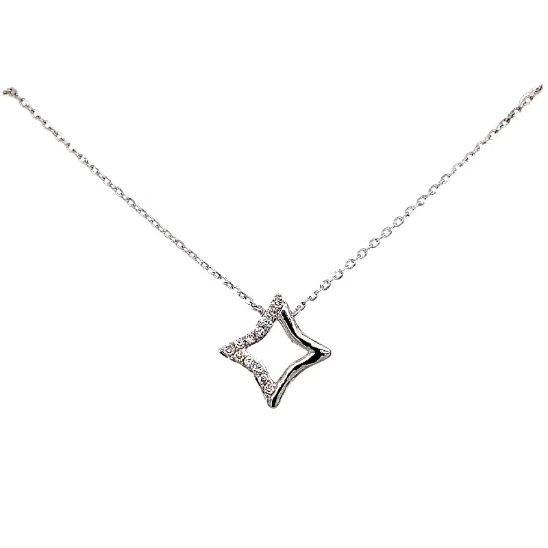 Women’s pendant necklace-14K White Gold Geometric Diamond Pendant