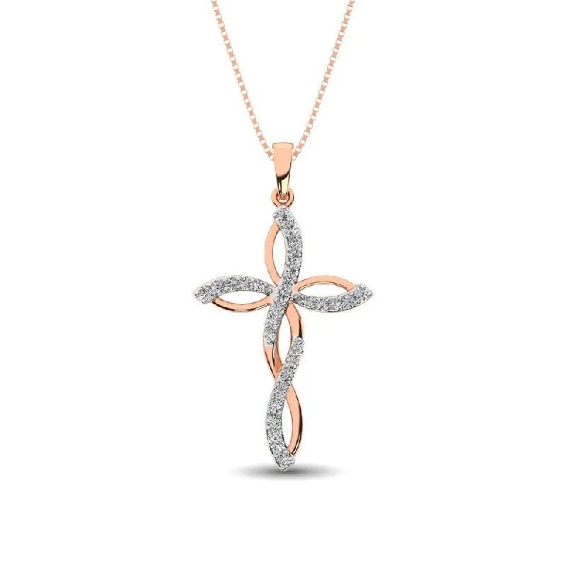 Women’s double pendant necklace-Diamond 1/5 Ct.Tw Twist cross Pendant