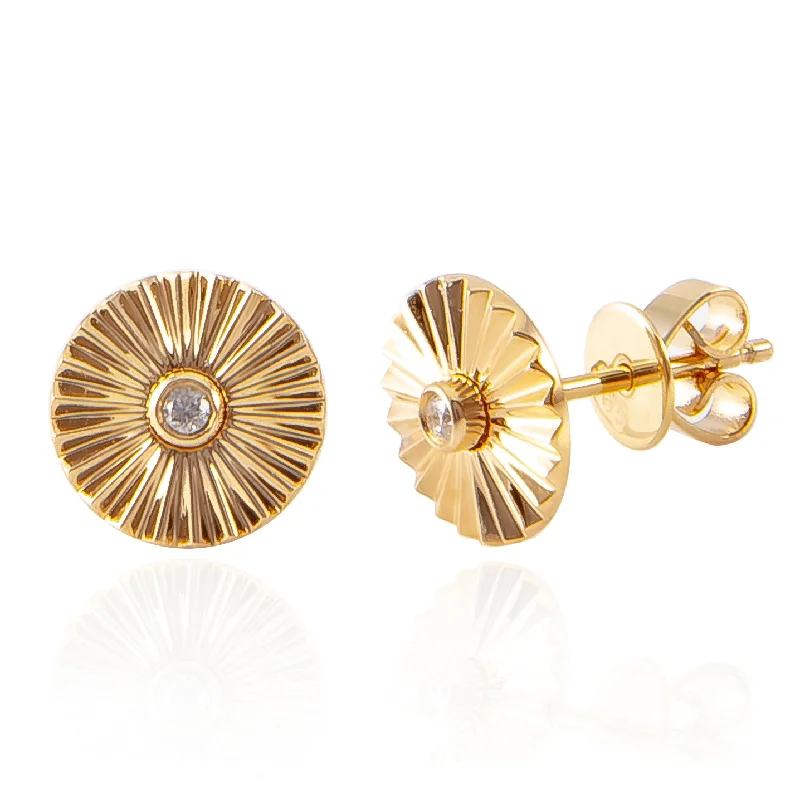 Women’s pearl earrings-Radiating Round Studs