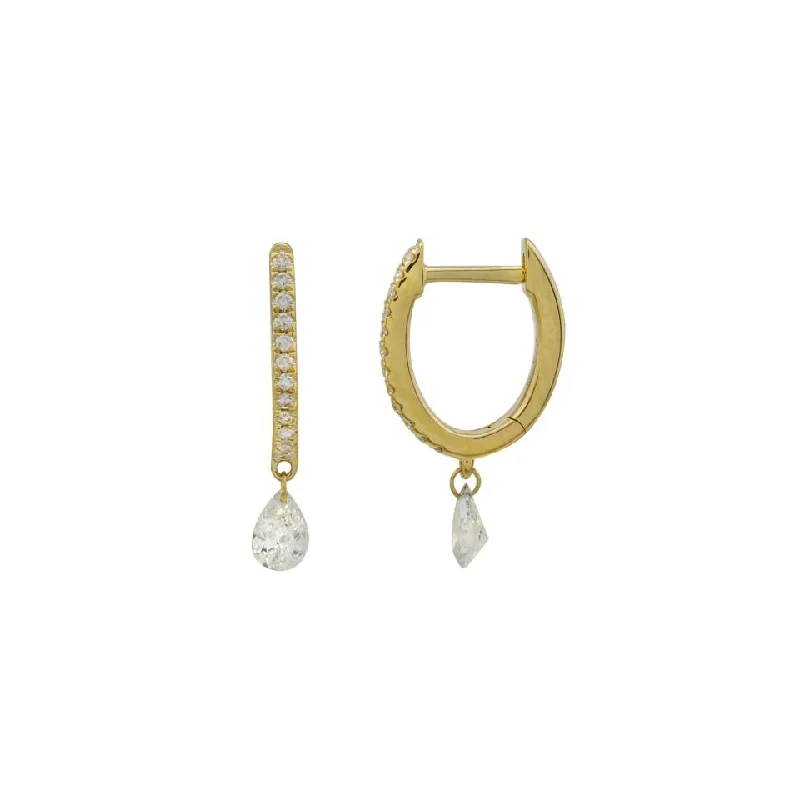 Women’s double hoop earrings-Diamond Huggies