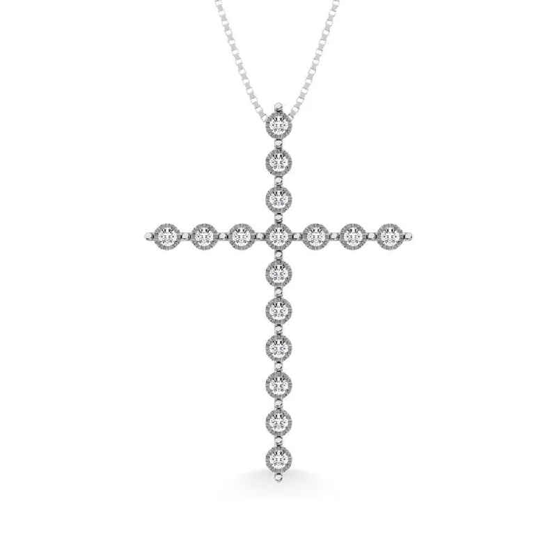 Women’s colorful gemstone necklace-Diamond 1/20 Ct.Tw. Cross Pendant in Sterling Silver