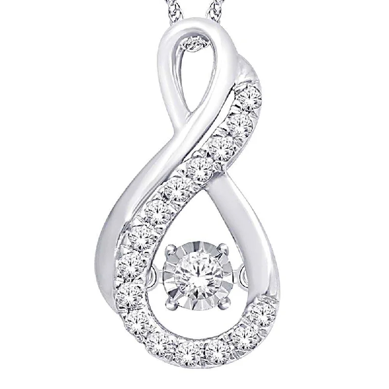 Women’s trendy necklace-10K White Gold 1/5 Ct.Tw.Moving Diamond Fashion Pendant