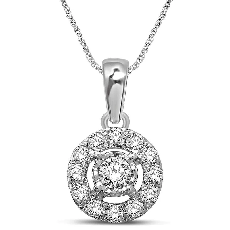 Women’s red gemstone necklace-10K White Gold 1/4 Ct.Tw.Diamond Fashion Pendant