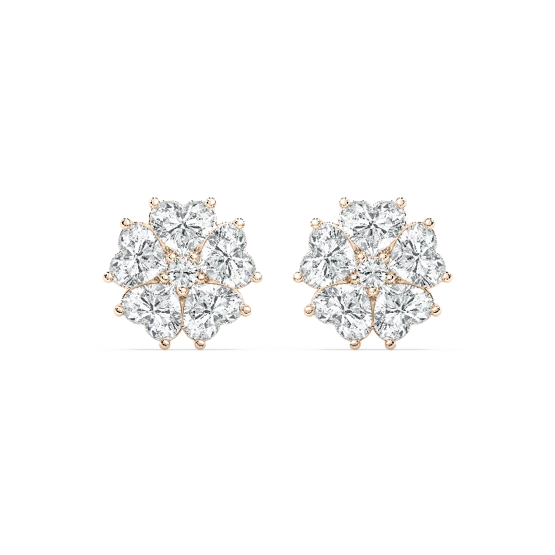 Women’s round diamond earrings-Lucky Heart Stud Earrings