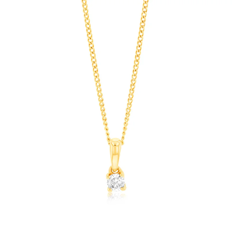 Women’s opal pendant necklace-9ct Yellow Gold 1/6 Carat Diamond Pendant