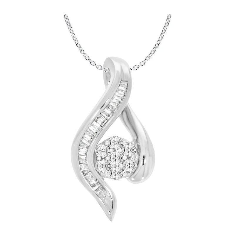 Women’s gemstone choker necklace-9ct White Gold Dazzling 1/4 Carat Diamond Pendant With Chain