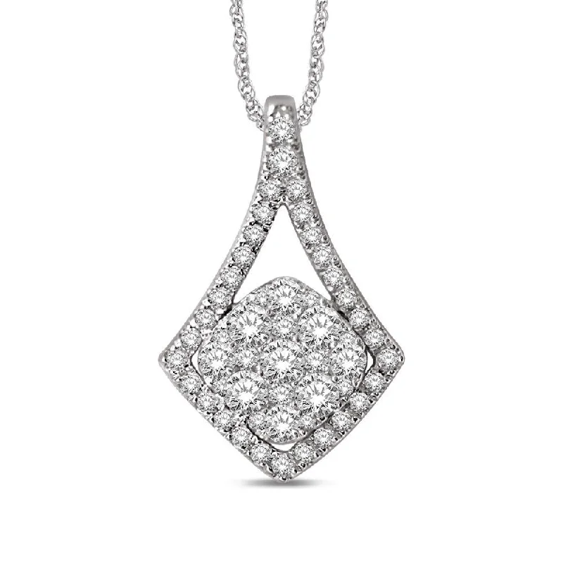 Women’s layered gold necklace-14K White Gold 3/4 Ctw Diamond Fashion Pendant