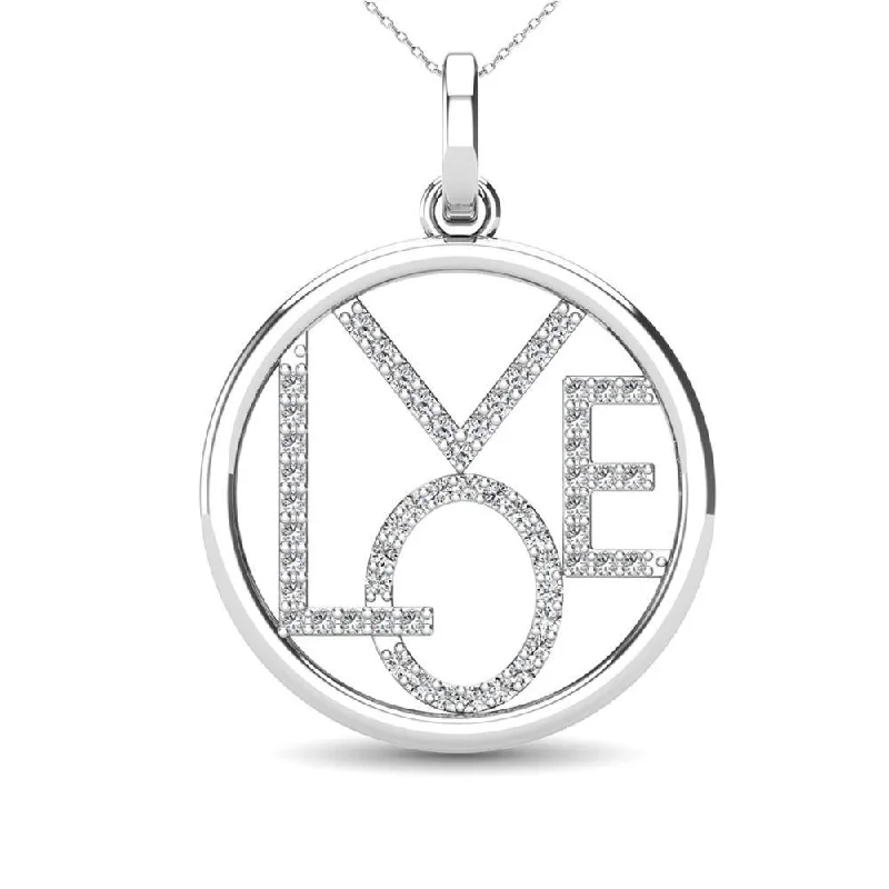 Women’s double pendant necklace-Diamond 1/10 Ct.Tw. LOVE Pendant in 10K White Gold