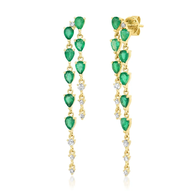 Women’s butterfly earrings-Emerald Diamond Drops