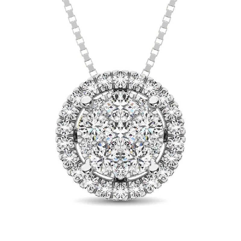 Women’s moon necklace-14K White Gold 1/3 Ct.Tw. Diamond Flower Pendant