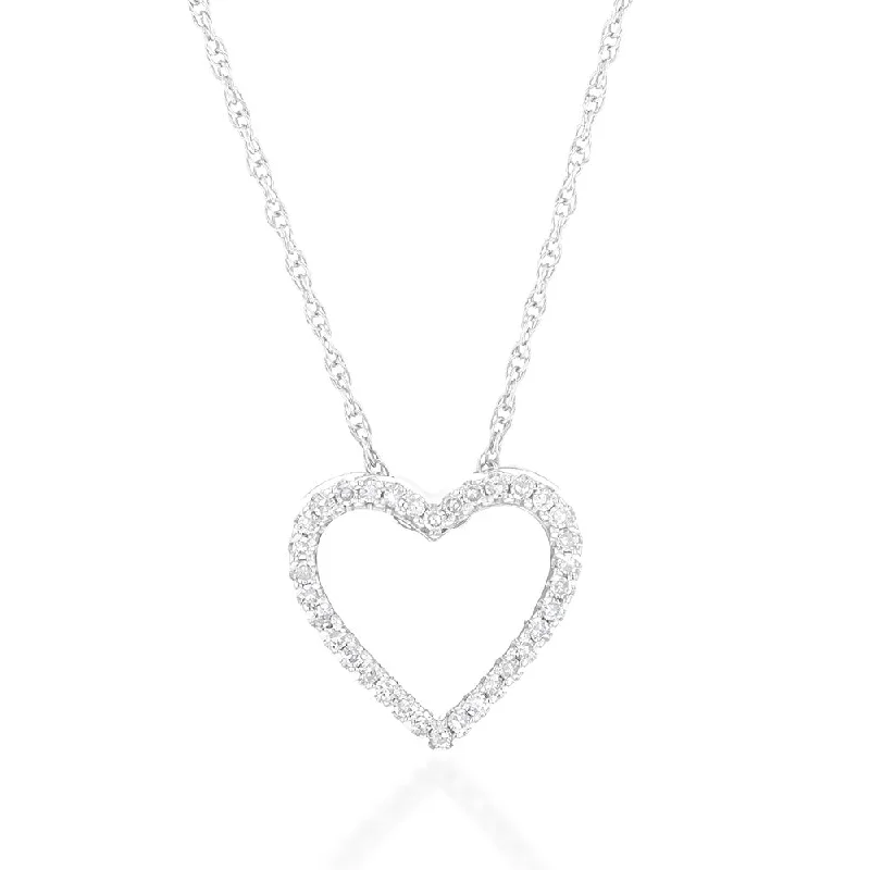 Women’s heart necklace-Luminesce Lab Grown Sterling Silver 0.10 Carat Diamond Heart Pendant with 34 Diamonds