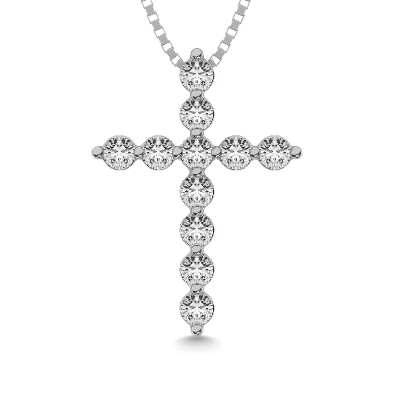 Women’s moonstone necklace-Shared Prong Diamond  1/5 Ct.Tw Cross Pendant.