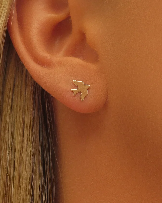 Women’s everyday earrings-Dove Stud Earrings - 14k Yellow Gold Fill