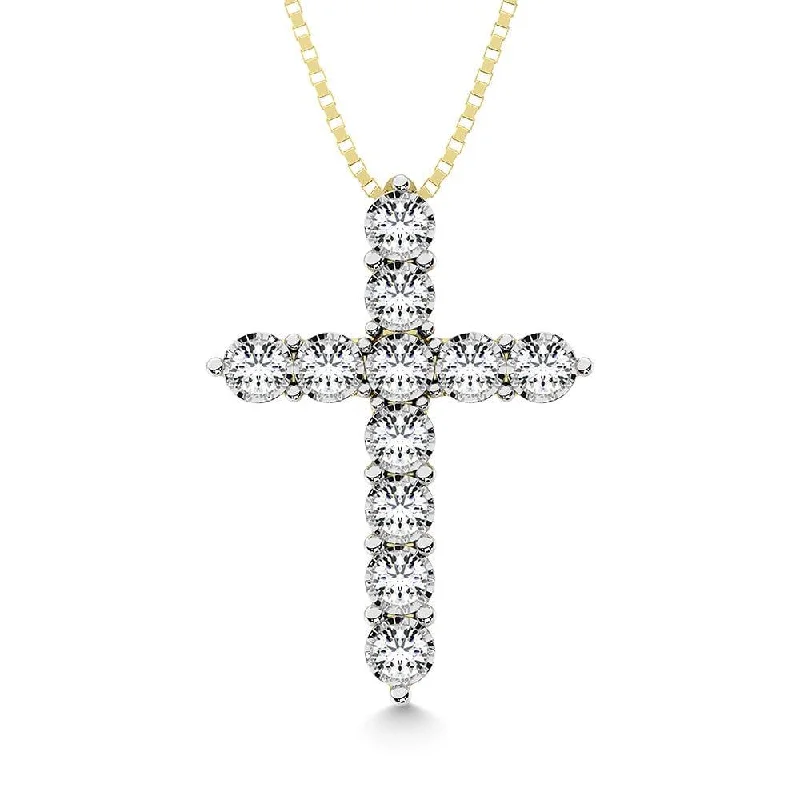 Women’s spiritual necklace-10K Yellow Gold 1/10 Ct.Tw.Diamond Cross Pendant