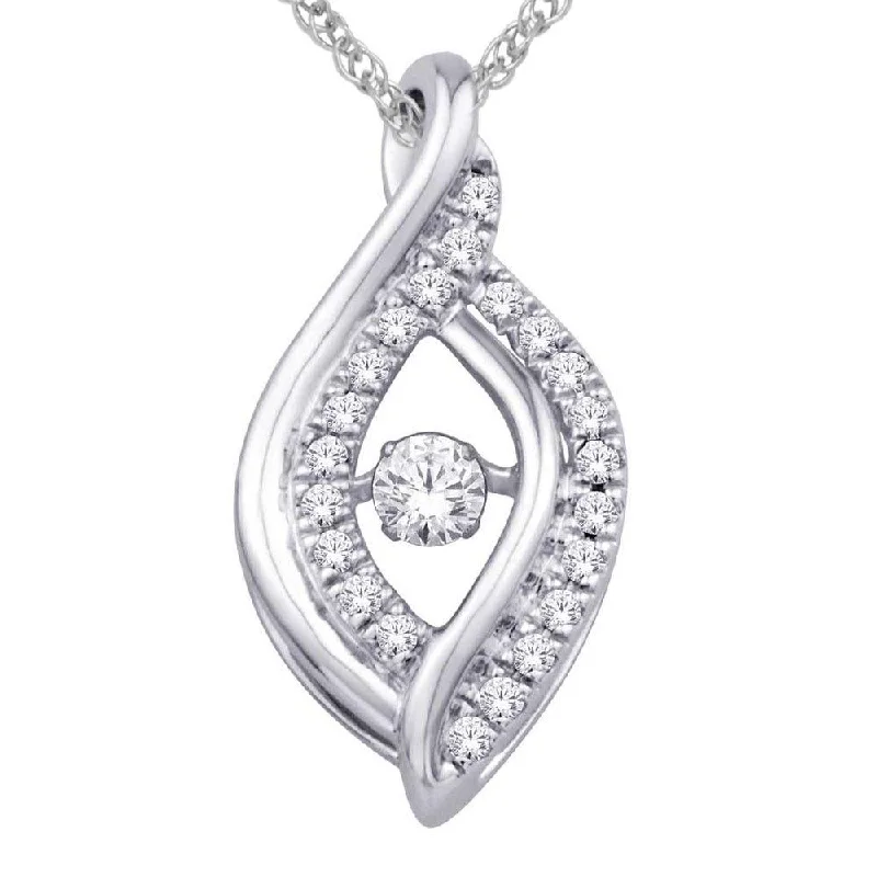 Women’s tropical necklace-10K White Gold 1/5 Ct.Tw.Moving Diamond Fashion Pendant