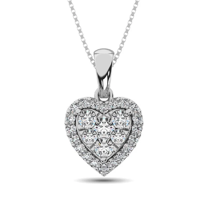 Women’s spiritual necklace-Diamond Fashion Pendant 1/2 ct tw Round Cut in 14K White Gold