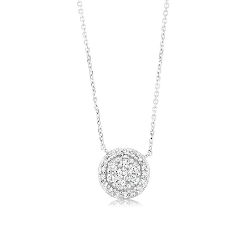 Women’s pendant necklace-Luminesce Lab Grown 1/4 Carat Diamond Circle Pendant in 10ct White Gold